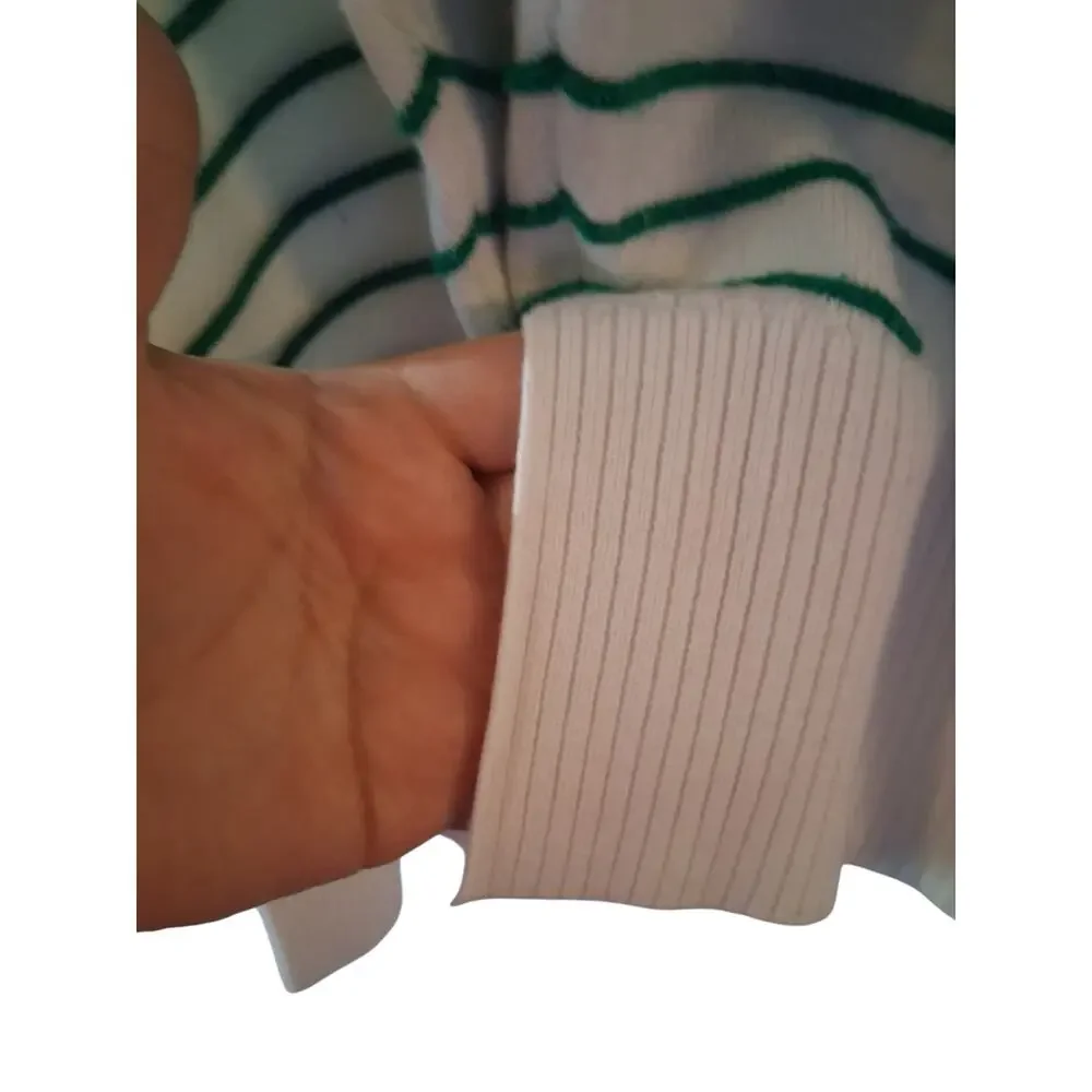 Philosophy White and Green Striped Crew Neck Sweater - Picture 6 of 7